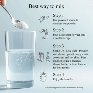 Pure Bovine Colostrum Powder – 40% IgG, 65 Servings