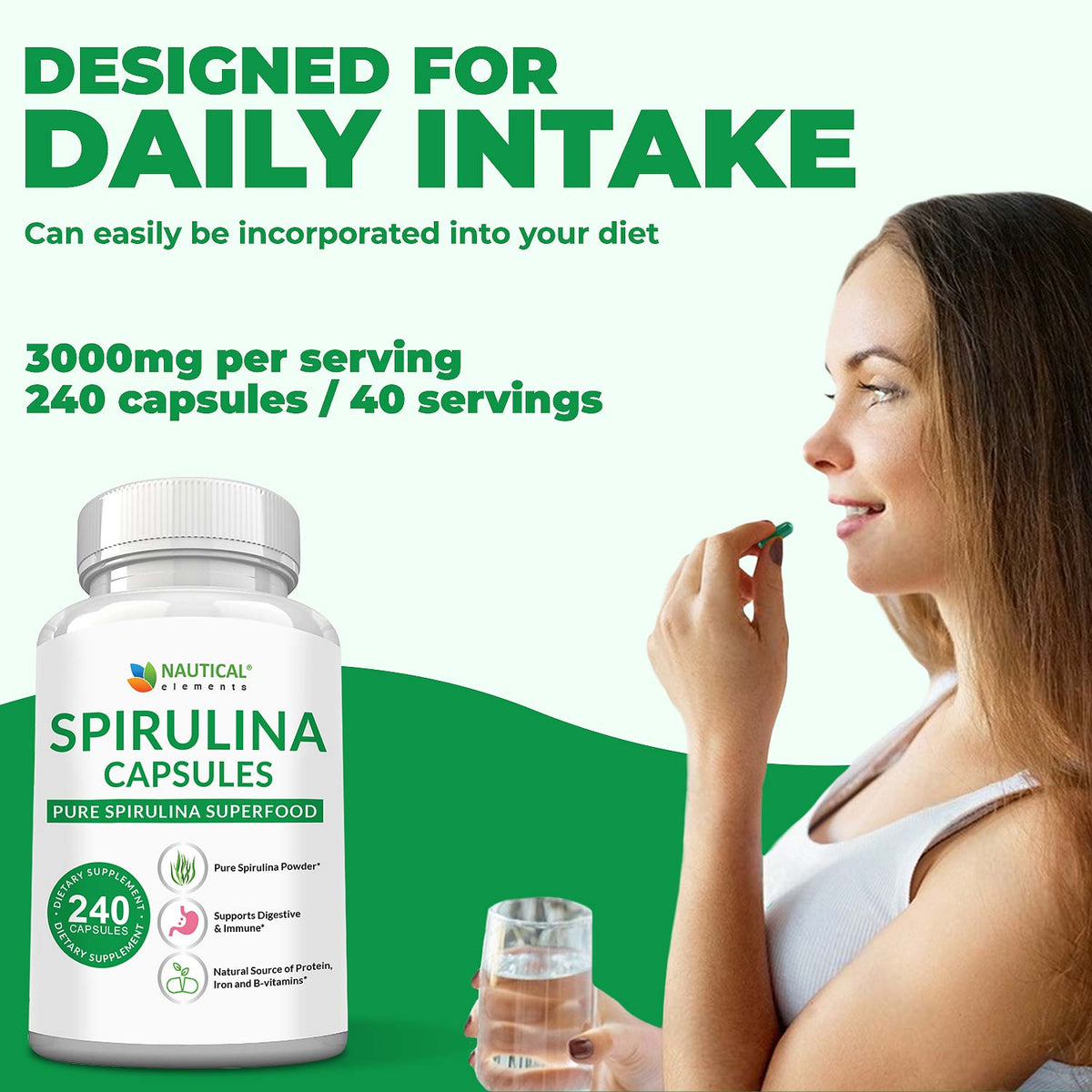 *New* Organic Spirulina Capsules - 240 Count